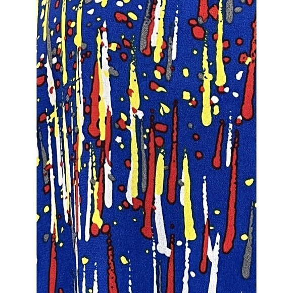 Sincerely Mary Sharkbite Hem Sleeveless A-Line Dress Blue Paint Splash Size M/L - Picture 3 of 12
